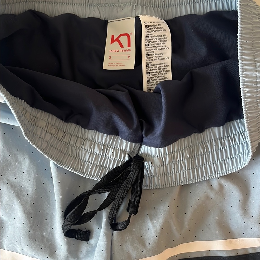 Kari Traa Blue and White Athletic Shorts Lightweight Breathable Gym Running Sz S - Picture 2 of 5